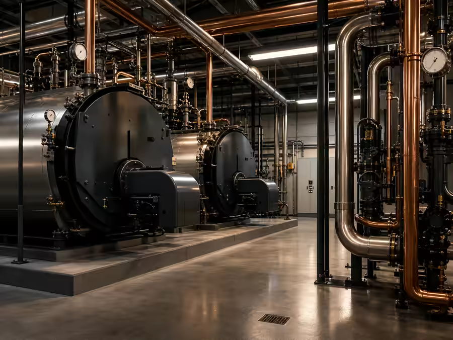 Industrial heating oil storage and boiler facility