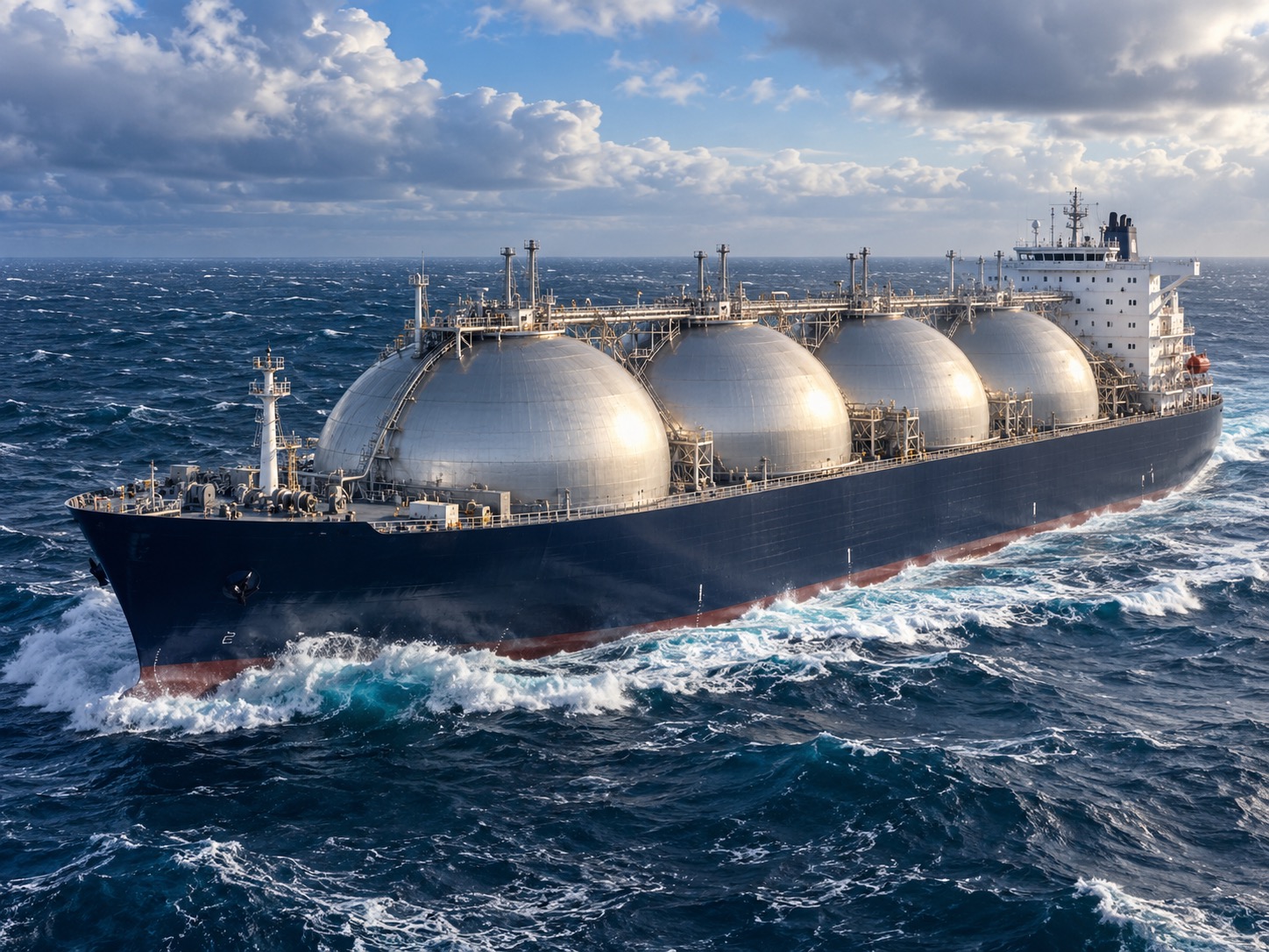 LNG carrier under way in a heavy sea