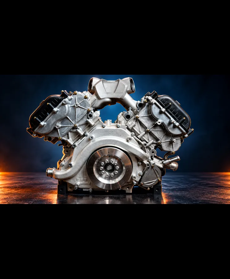V8 engine in chiaroscuro